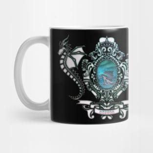 Wonderful ice dragon in a winter landscape Mug